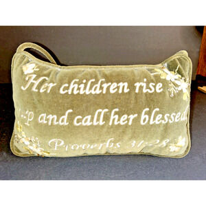 Sage Green Proverbs 31:28 Small Pillow Door Hanger Mother's Day Gift Decor 9x6"